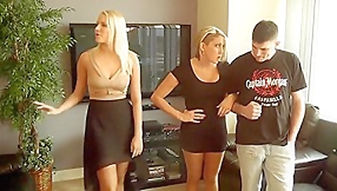 Cute leggy blonde gives awesome footjob