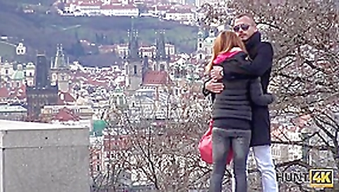 HUNT4K. For money sexy redhead is ready to cheat on her dumb man